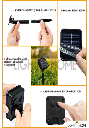 50 Led 7 Metre Sarı Opak Solar Led Işık Güneş Enerjili Bahçe