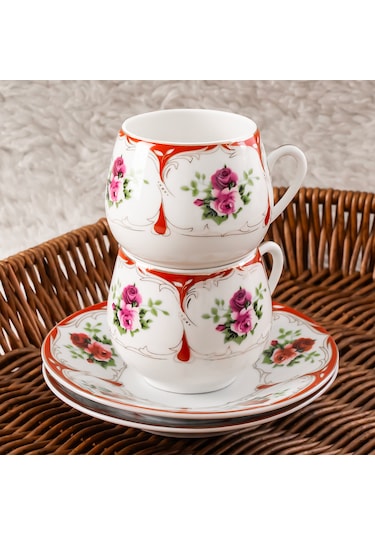 Porsima 101767-2 Geısha 6 Kişilik Türk Kahve Fincan Takımı 100ml