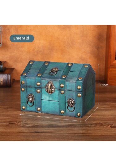 Zümrüt Ahşap Saklama Kutusu, Kilit Ve Şifreli Ev Şeklinde A