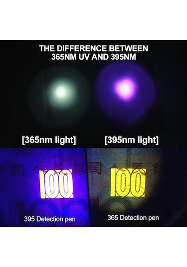MSO Ultraviyole USB Şarjlı 365nm & 395nm Değerli Taş & Epoksi Led Fener Siyah