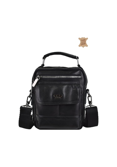 Elatae Ççs Çok Gözlü Hakiki Deri Erkek Çantası Siyah 31441