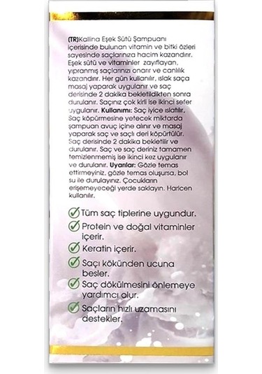 Kallina Eşek Sütü Şampuanı Şampuanı 400 ML x 2