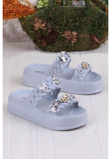 Fort Bella E423 Plaj Deniz Havuz Terliği Hafif Rahat Esnek Kız Çocuk Terlik Gri