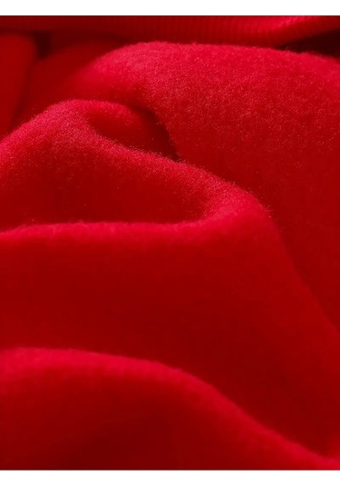 Kışlık Kapüşonlu Sweatshirt, Çocuk New York Manhattan Baskılı Kırmızı