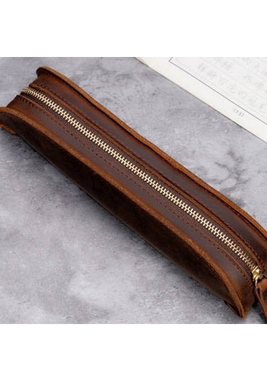 Willowhaven El Yapımı Deri Kalem Kutusu, Vintage Şarap Kırmızı, 18 Kalemlik, Pratik Tasarım Kırmızı