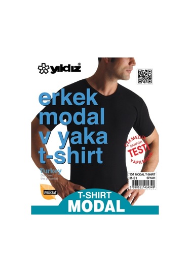 3'Lü Yıldız Modal Pamuk Erkek V Yaka Fanila T-Shirt