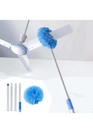 Monyee Alüminyum Gövde Mikrofiber Uçlu Uzatılabilir Temizlik Süpürücü - Tavan, Fan, Pencereler İçin Çarpıksız Temizlik Aleti