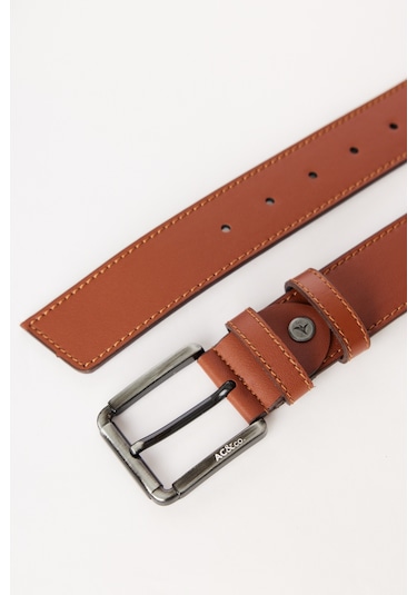 AC&Co / Altınyıldız Classics Erkek Taba Casual Suni Deri Kemer Taba