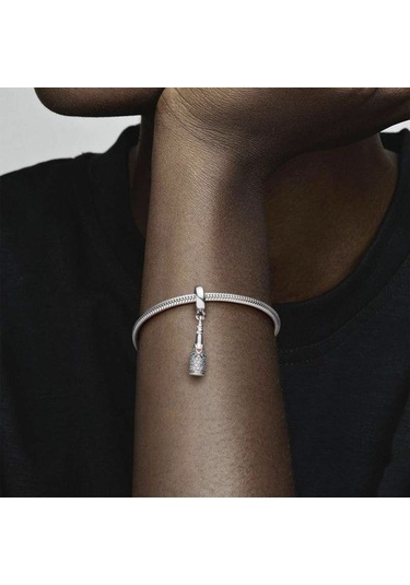 Nur Silver Şarap Şişesi Gümüş Sallantılı Charm Nur-ch00011 Çok Renkli