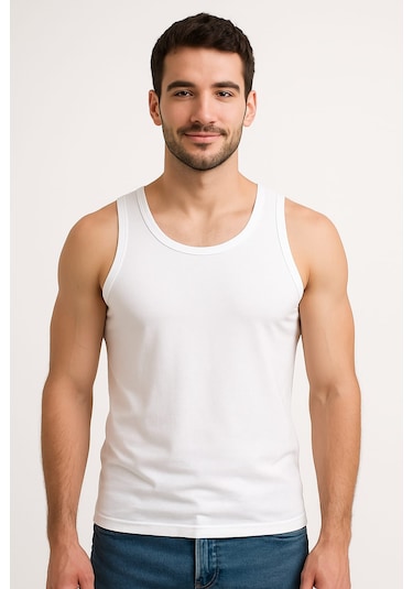 Beyaz Askılı Erkek Atlet 3 Adet %100 Pamuk Beyaz