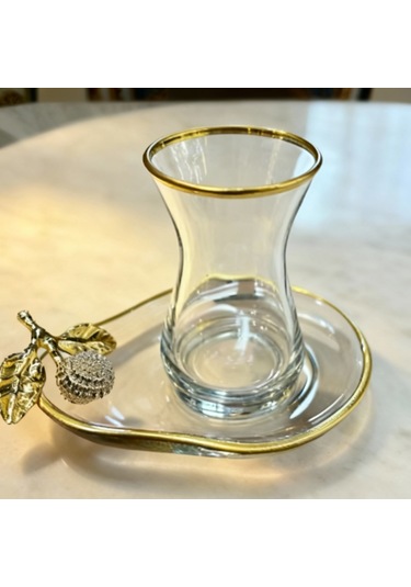 Özel Seri 6 Lı Çay Seti Hediyelik Çay Takımı Altın