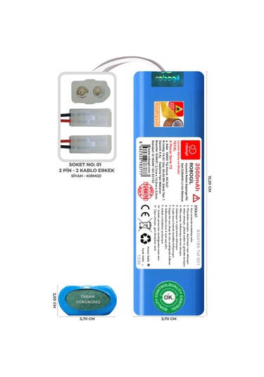 Tefal X-plorer Serie 75 3500mah Uyumlu Robot Süpürge Pili B3501bs-tef-001