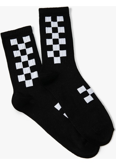 Koton Soket Çorap Geometrik Desenli Siyah 4wam80384aa 4WAM80384AA999 Siyah