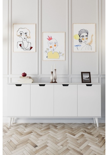Elegant 4 Kapaklı Dekoratif Konsol Beyaz