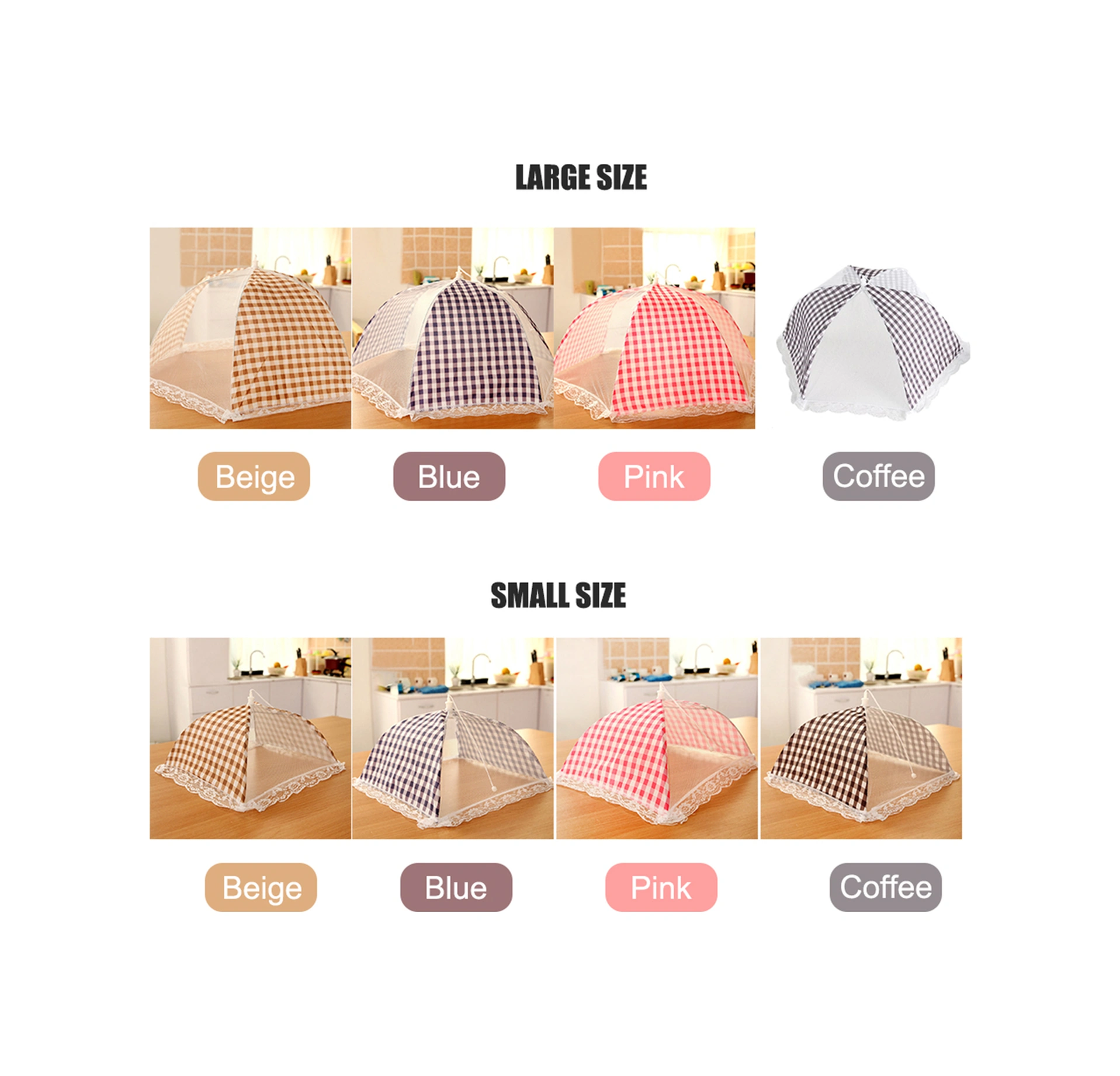 Youmex Küçük Boy Bej Kemer Desenli Katlanabilir Gıda Koruması - Mosquitoya Ve Tozuna Karşı Koruyucu, Bahçe, Kamp Ve Pikniklerde Kullanılabilir, Yeniden Kullanılabilir Kahverengi