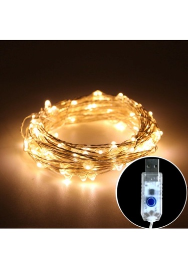 8 Modlu Usb Ile Çalışan Kumandalı Dekoratif Peri Led 10 Metre Sarı Sarı Günışığı