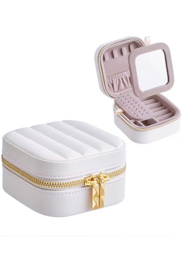 Mk-35 Lüks Mini Seyahat Takı Kutusu - Mücevher Düzenleyici Aynalı