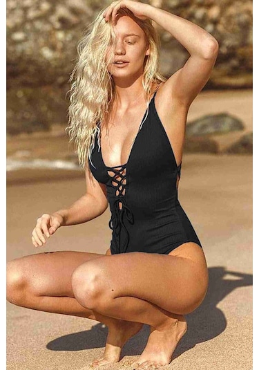 Alpinmoda Özel Kumaş Mayo Ms42944 Siyah