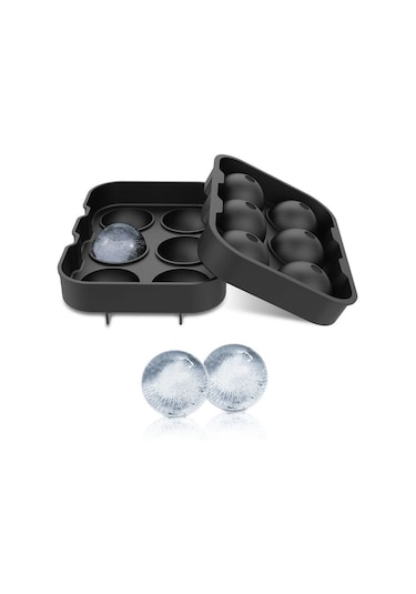 Geeksen Silikon Buz Tepsisi Ev Ve Ticari Buz Tepsisi Buz Kutusu Buz Topu Kalıbı 6 Delikli Kare Çubuk Buz Kutusu Siyah Kare Set Siyah