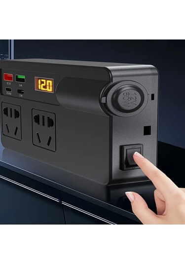 Xuweiwei Otomotiv İnvertörü 220v Saf Sinüs Dalgası Kamyon Kampçılık 30w Usb C Pd Hızlı Şarj Lcd Ekran