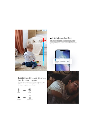 Singree Sonoff Snzb-02p Zigbee 3.0 Uyumlu Sıcaklık Ve Nem Sensörü Uzaktan İzleme Ve Akıllı Ev Otomasyonu