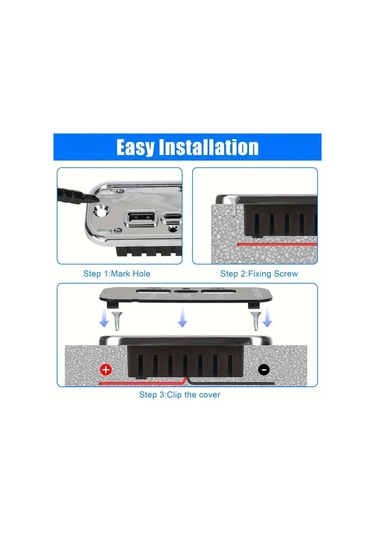 Honeybeeshop Siyah Çift Usb 3.1a Ve Type C Portları 12v Şarj Adaptörü Pd3.0 Qc3.0 Hızlı Şarj 3 Portlu Abs Araba Deniz Kamyon Golf Rv Dıy Kiti