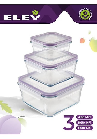 Eley 450, 1030, 1900 Ml Cam Gıda Saklama Kapları Seti 176670660 Beyaz
