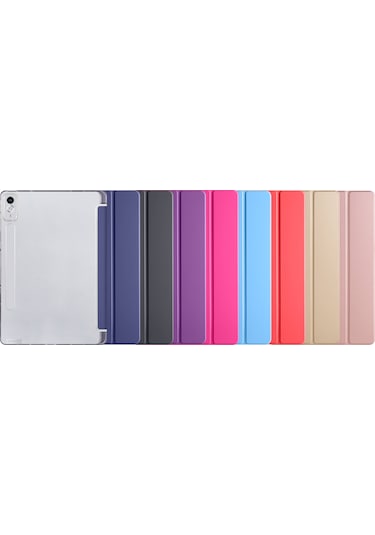 Lenovo Uyumlu Tab P12 Tablet Kılıfı Standlı Smart Cover Arkası Şeffaf