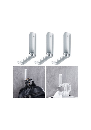 Suntek Alüminyum Bornoz Askı Kancası Dayanıklı Duvara Monteli Elbise Askısı Gümüş 3 Adet Çok Renkli