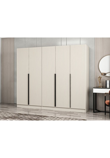 Kale Plus 5 Mebran Kapaklı 2 Çekmeceli Dolap Kumtaşı Mebran 190cm Bej
