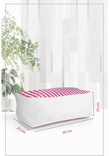 Vedsey Tekli 50x25x20 Cm Pembe Çizgili Baskısız Hurç Pembe