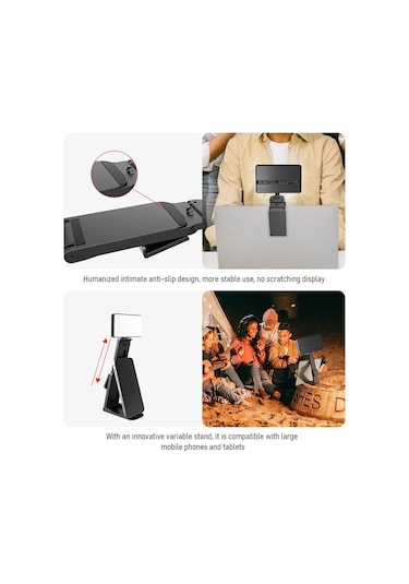 Aumotop D12819 Çift Renkli Led Işık 1/4 Inç Dişli Delikli Taşınabilir Siyah