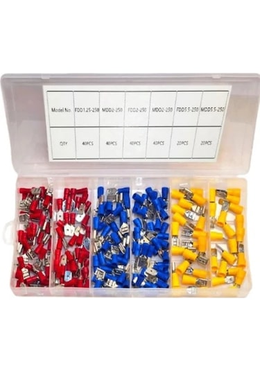 Kutulu Izoleli Faston Tip Dişi Erkek Kablo Ucu Seti 200 Parça