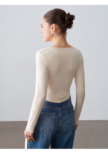 Dilvin 32645 Uzun Kollu Kruvaze Top-taş