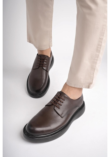 Muggo Smith Garantili Günlük Klasik Hakiki Deri Casual Rahat Ortopedik Kalın Taban Erkek Ayakkabı Kahverengı Kahverengi