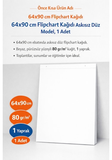 64x90 Cm Flipchart Kağıdı Askısız Düz Toplantı Ve Sunum Kağıdı 1 Adet