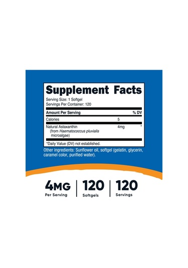 Nutricost Astaxanthin Antioxidants 4mg Gluten Free And Non-gmo 12