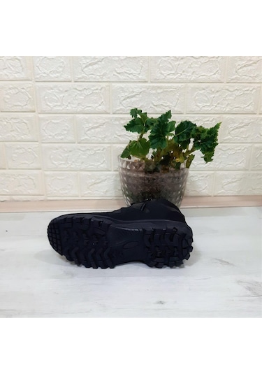 Sky Blue Siyah 0050 Fermuarlı Bağacaklı Kaymaz Erkek Bot 001