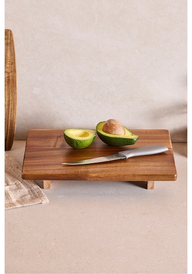 Akasya Dikdörtgen Ayaklı Doğrama Tahtası 33x22 Cm Kahverengı Kahverengi