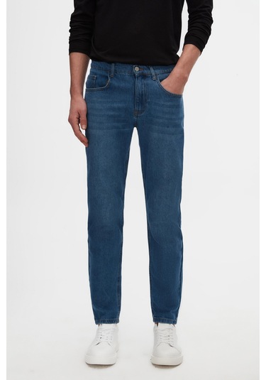 Ds Damat Comfort Fit Mavi Düz Jean Kot Beş Cepli Yıkamalı Denim Pantolon 3hcj3ort00103 701