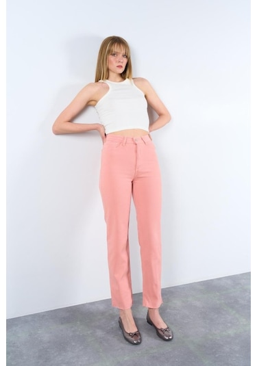 Sensuelle Strong Düz Pantolon - Pudra Pudra