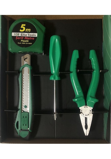 Elta Hobby Set 4 Parça Opak Pense 160mm Maket Bıçağı Şerit Metre Tornavida