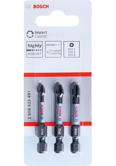 Bosch Impactc Yıldız Bits Ucu Ph1/2/3 50 MM 3'lü 2608522491