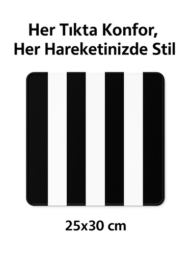 25 30 Cm Siyah-beyaz Çizgili Mouse Pad Kara Kartal Tutkunlarına