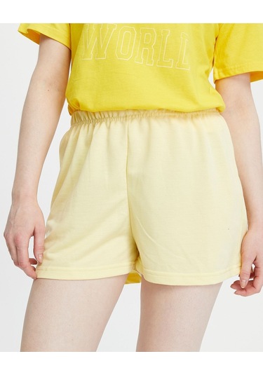 Bella Dossi Pamuklu Kısa Kollu Baskılı Kadın Şortlu Yazlık Pijama Takımı Limon Sarı