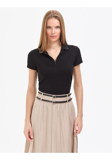 Pierre Cardin Kadın Siyah Tişört Basic 50320697-vr046