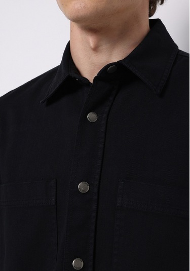 Colins Comfort Fit Shirt Neck Düz Erkek Siyah Shacket Cl1076729 Q1.v1 Blk Siyah