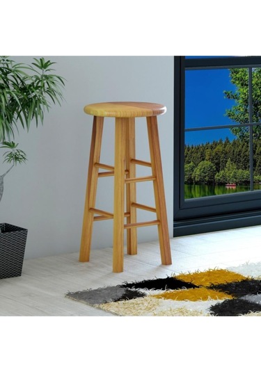 Yuvarlak Masif Bar Taburesi Natürel Diğer