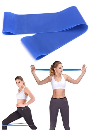 60 Cm Pilates Jimnastik Egzersiz Yoga Direnç Bandı Mavi - Hafif