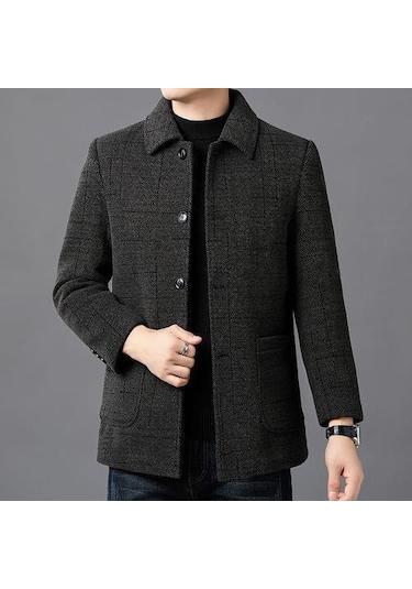 Erkek Sonbahar/kış Slim Fit Kaşmir Palto Kahverengi